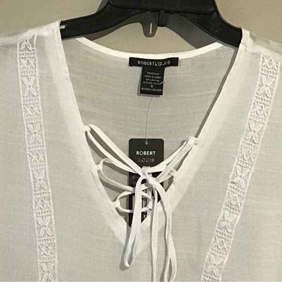 NWT Robert Louis Sheer Long Sleeve Babydoll Top SzS - Picture 2 of 4